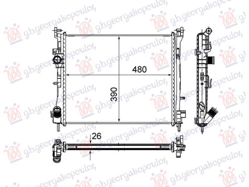 HLADNJAK MOTORA 1.5 DIZEL DCi 2003- (480x414x270) 74KW (NRF)