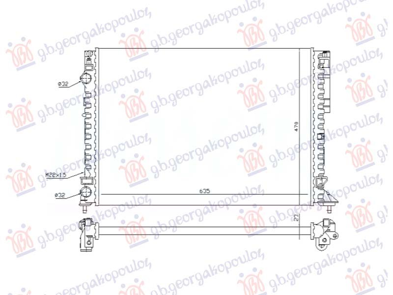 HLADNJAK MOTORA 1.6/2.0 BENZIN - 1.9 DIZEL DT (MAN/AUTO) (634x450) (NRF)