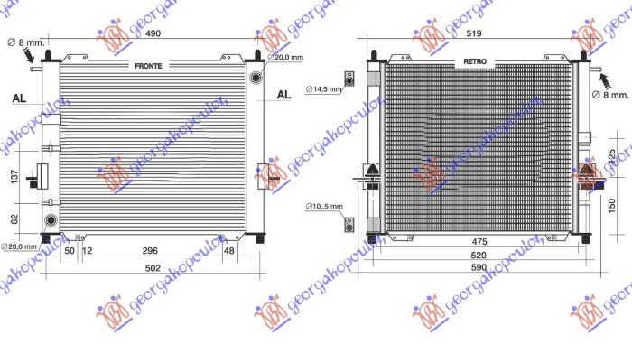 HLADNJAK MOTORA I KLIME 1.2 BENZIN (MANUELNI/AUTOMATSKI) (434x388) 03- (NISSENS)