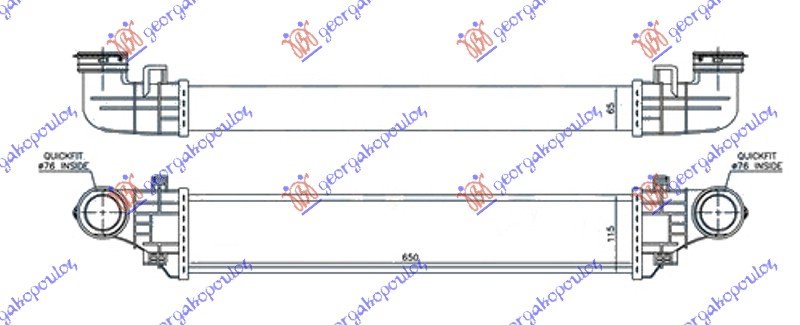 HLADNJAK INTERKULERA 1.8i 16V KOM. 2.7-3.2 CDi (65x11.3x