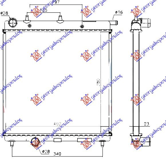 HLADNJAK MOTORA 1.4 HDi DIZEL (380x390) (MAHLE BEHR)
