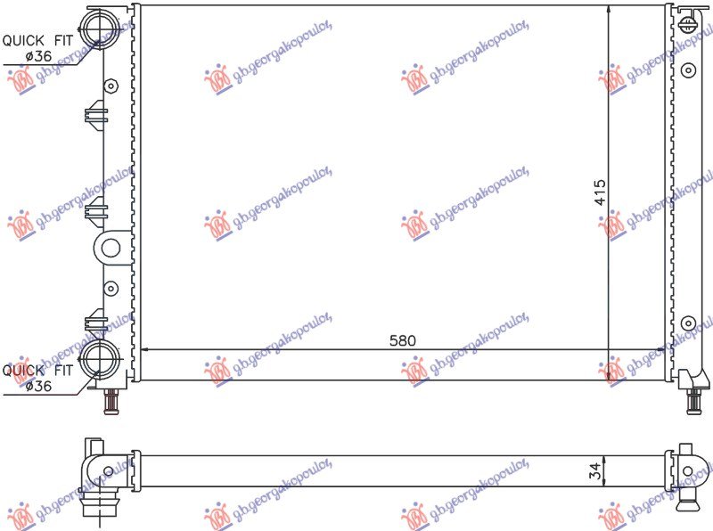 HLADNJAK MOTORA 1.6 16v TWIN SPARK (580x410x34) (NISSENS)