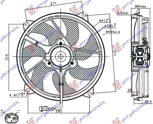 VENTILATOR KOMPLET BENZIN-DIZEL (38cm)