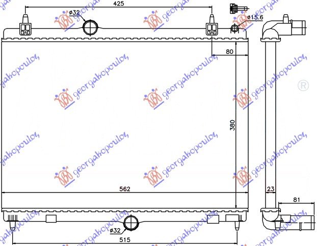 HLADNJAK MOTORA 2.0 HDi (38x56.7x28) 08-