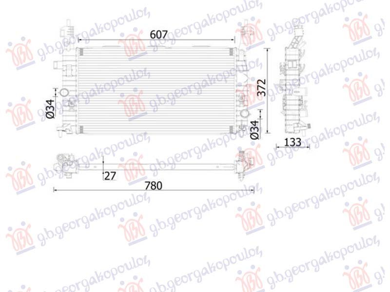 HLADNJAK MOTORA 1.7 CDTi DIZEL (MAN) (610x360x26) (NISSENS)