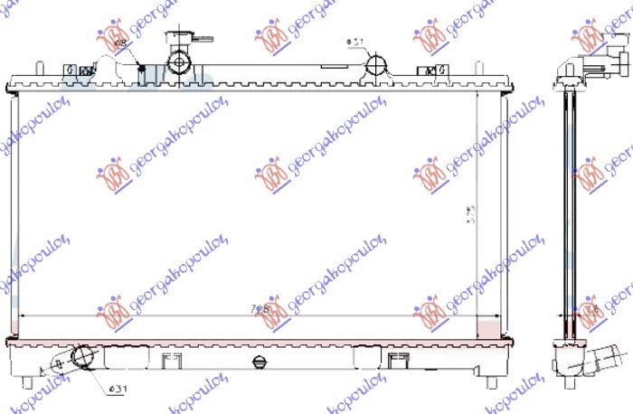 HLADNJAK MOTORA 1.8/2.0/2.3 BENZIN (MAN) (375x730x16) 05- (KOYO)