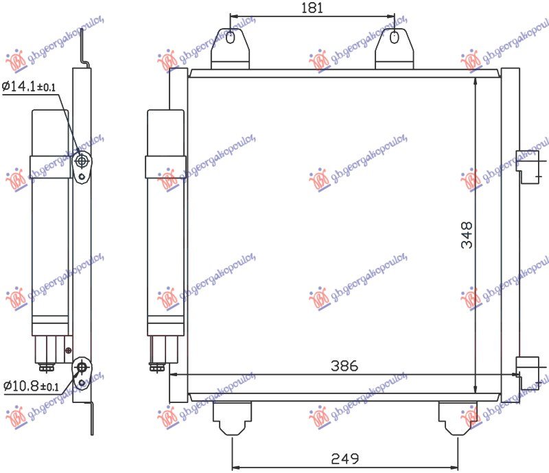 HLADNJAK KLIME 1.0 BENZIN - 1.4 HDi DIZEL (350x330x16) (KOYO)