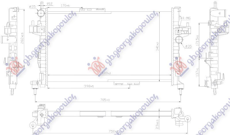 HLADNJAK MOTORA 1.3CDTi 1.7DTi DIZEL (60x35) (MARELLI)