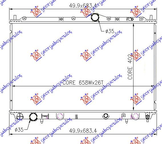 HLADNJAK MOTORA  1.9 TD (40.2x65.5x32)