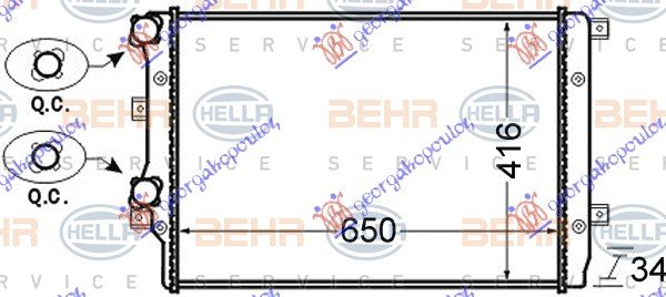 HLADNJAK MOTORA 1.2/1.4/1.6/1.8 Tsi BENZIN - 1.9 TDi DIZEL (650x410) (MARELLI)