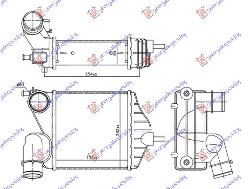 HLAD INTERC. 1.6 MJTD-1.9 JTD(192x209x65