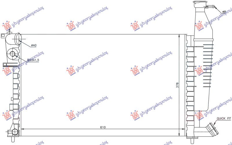 HLADNJAK MOTORA 1.4/1.6/1.8 (+/-AC) (61x37.7x23) (MARELLI)