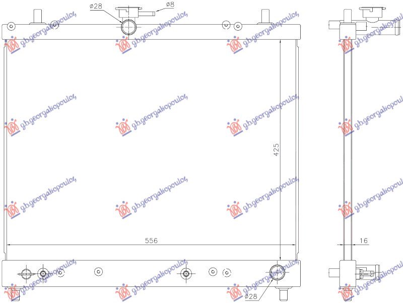 HLADNJAK MOTORA 1.5i 16V (MAN/AUTO) (42.5x55.5) (KOYO)