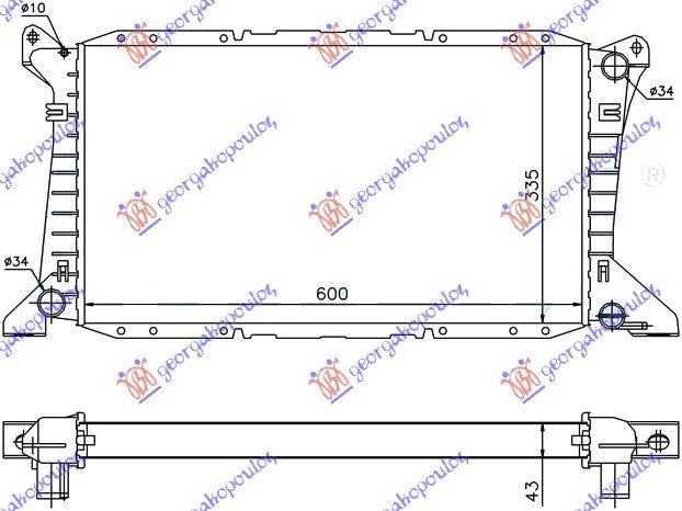 HLADNJAK MOTORA 2.0 BENZIN(-AC) (60x33.3