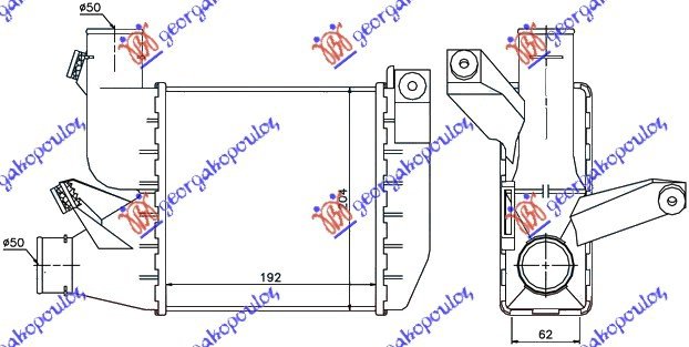 HLAD INTERCOOLER 2.5 TD (192x204x62)