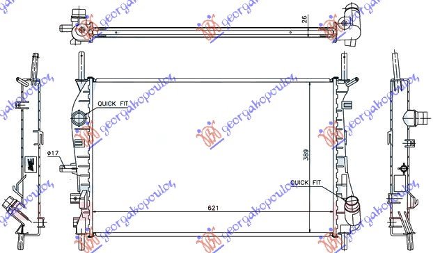 HLADNJAK MOTORA DIZEL (+AC) (62x39.7) 2002- (VALEO)