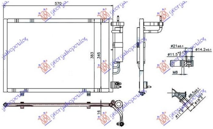 HLADNJAK KLIME BENZIN - 1.4 TDCi (530x350x16) 11- (KOYO)