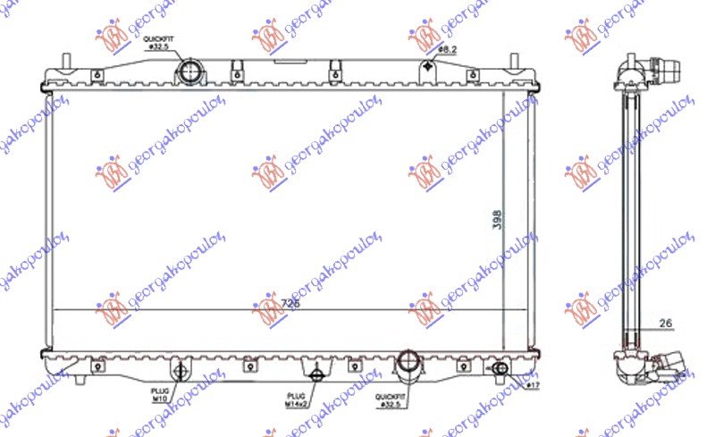 HLADNJAK MOTORA 2.2 CDTi DIZEL (MAN) (398x726x26) (NRF)