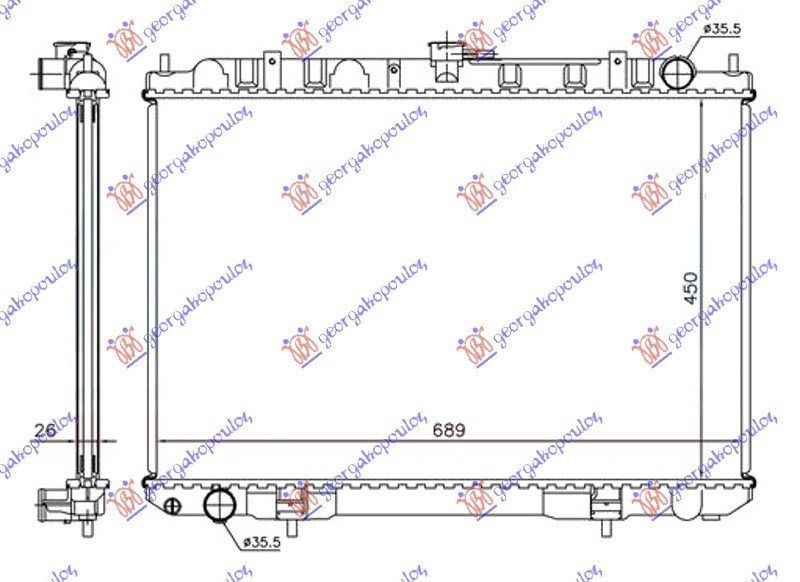 HLADNJAK MOTORA 2.2 DCI -07  (45x69)