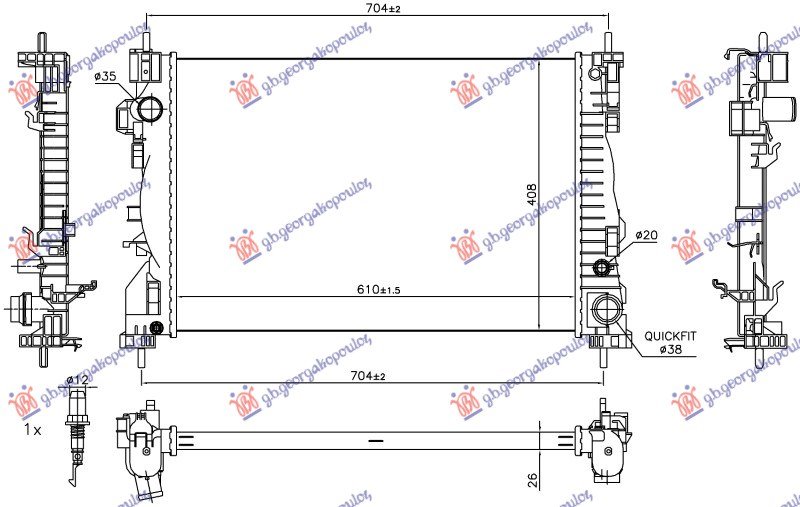 HLADNJAK MOTORA 1.4 TURBO (120) (61x40.5x2.6) (MARELLI)