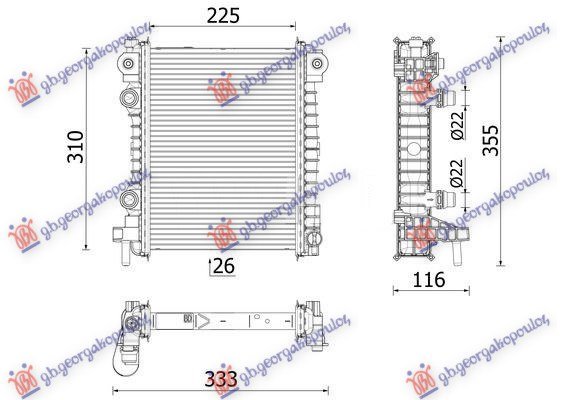 HLADNJAK MOTORA DODATNI 2.0/2.9 BENZIN (225x310x26)