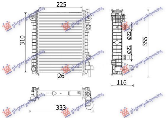 HLADNJAK MOTORA DODATNI 2.0/2.9 BENZIN (225x310x26)