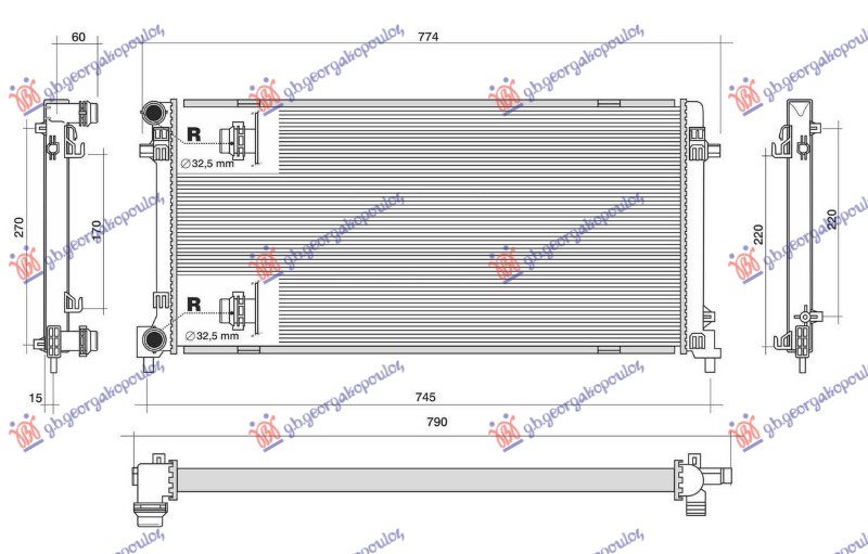 HLADNJAK MOTORA 1.6 TDi DIZEL (650x320x32) BEZ CEVI (NRF)