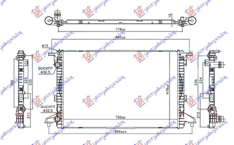 HLADNJAK MOTORA 1.4 TFSi BENZIN / 2.0 TDi DIZEL (720x480x16) CEV 32/32 (NRF)
