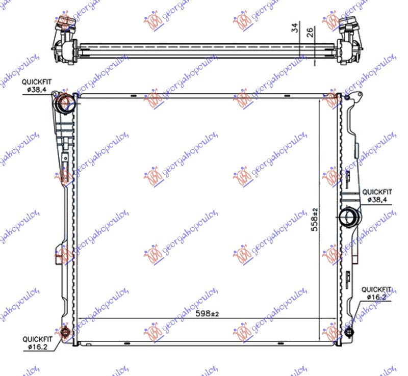 HLADNJAK MOTORA 3.0 (28iX KIN N52B30) BENZIN (AUTO) (600x560x26) (NISSENS)