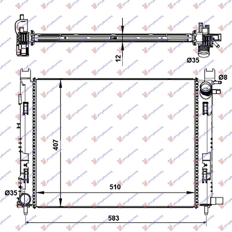 HLADNJAK MOTORA BENZIN/DIZEL (+/-AC) (51x40x1.2) 12- (KOYO)