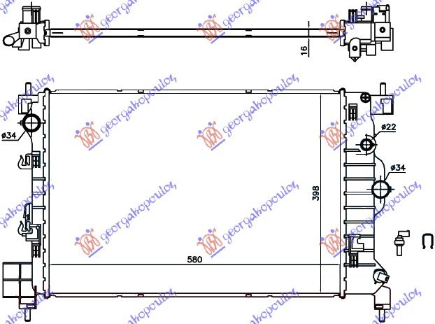 HLADNJAK MOTORA 1.6 16v BENZIN (MAN) (580x400x16) (NISSENS)