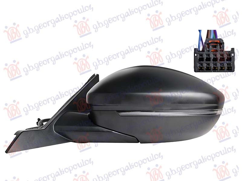 RETROVIZOR ELEKTRICNI SA GREJACEM (ELEKTRO-SKLOPIV) (MIGAVAC) (SVETLO) (10OTV/6 PIN) (A KVALITET) (KONVEKSNO STAKLO)