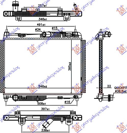 HLADNJAK MOTORA 1.0 EcoBoost BENZIN (AUTO) (385x545x22) (NRF)