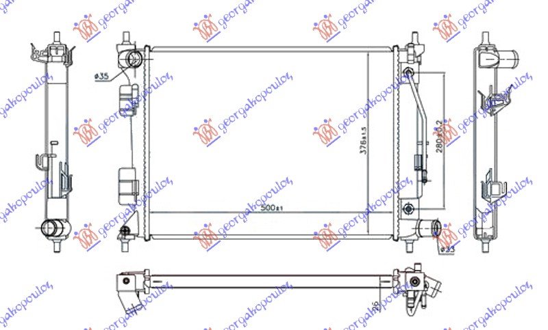 HLADNJAK MOTORA 1.4i BENZIN (AUTO) (500x375x26) (NRF)