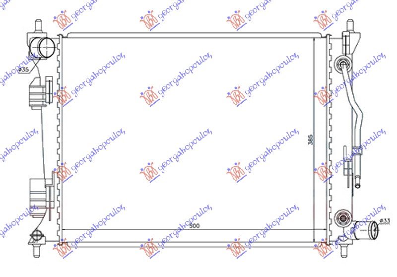 HLADNJAK MOTORA 1.4/1.6i BENZIN (AUTO) (500x380x16) (NISSENS)