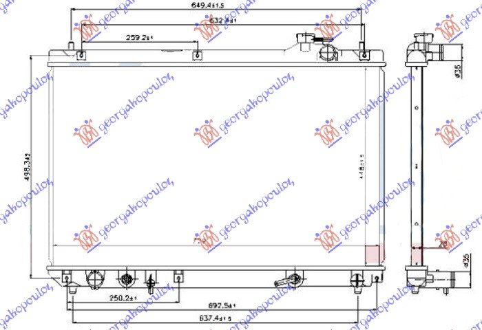 HLADNJAK MOTORA 3.0BEN AUTO (450x730x26)