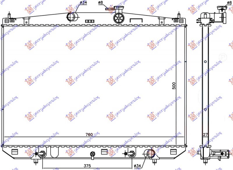 HLADNJAK MOTORA 3.5 BEN/HIB (500x760x27)