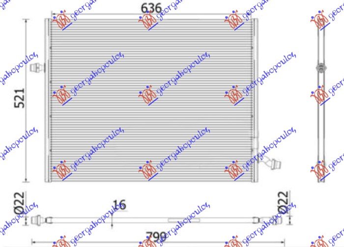 HLADNJAK MOTORA DODATNI 3.0/4.7/5.5/6.0 BEN - 3.0/3.5 BEN/HIB - 2.2 DIZ/HIB - 3.0 DIZ (AUTO) (635x509) (NRF)