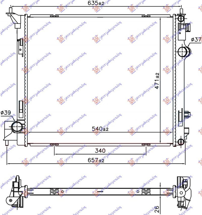 HLADNJAK MOTORA 1.2 DIG-T (AUTO) - 1.6 DIG-T (MAN) BENZIN - 1.6 dCi DIZEL (540x470x26) (NRF)
