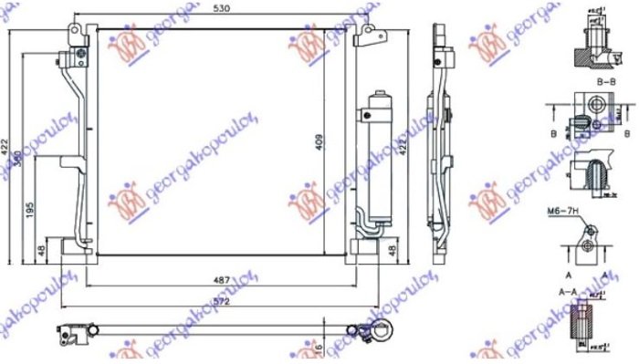 HLADNJAK KLIME 1.5DCi DIZEL (487x409x16) VENTIL NA FILTERU (MARELLI)