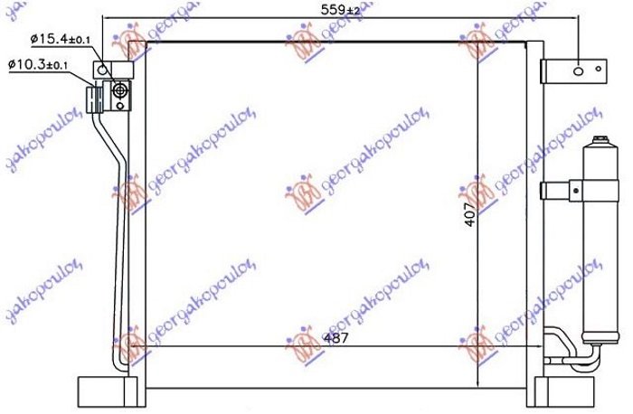 HLADNJAK KLIME 1.6 DIC TURBO BENZIN (485x400x16) (NISSENS)