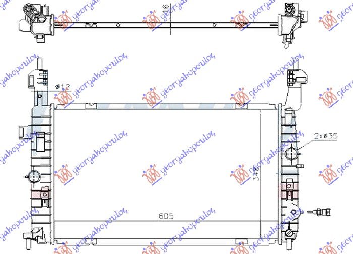 HLADNJAK MOTORA 1.6i 16V BENZIN (AUTO) (605x348) (NRF)