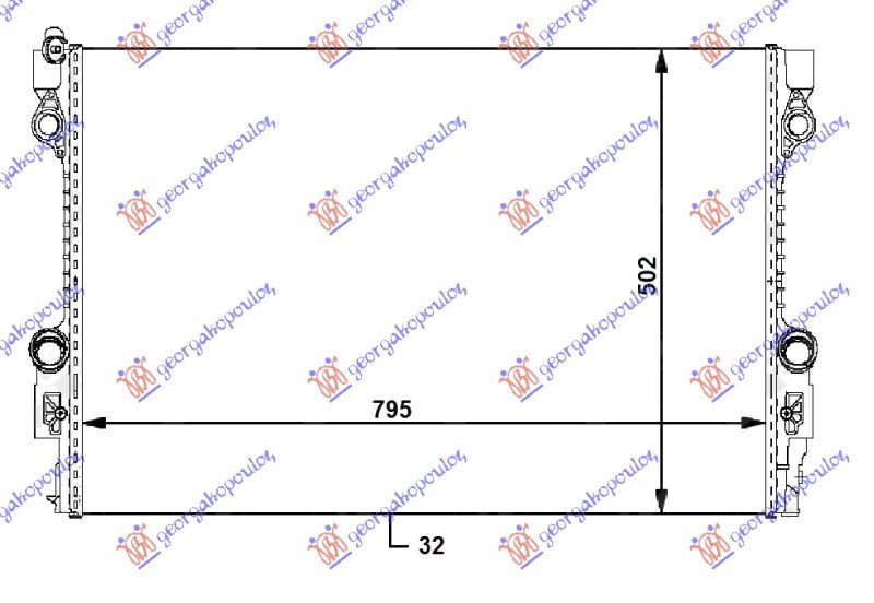 HLADNJAK MOTORA 3.0i-3.6i-4.8i BENZIN / 3.0 DIZEL (795x502x32) (NRF)