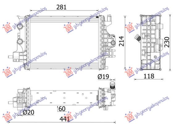 HLADNJAK MOTORA DODATNI 1.5 dCi DIZEL (281x214) (RH)