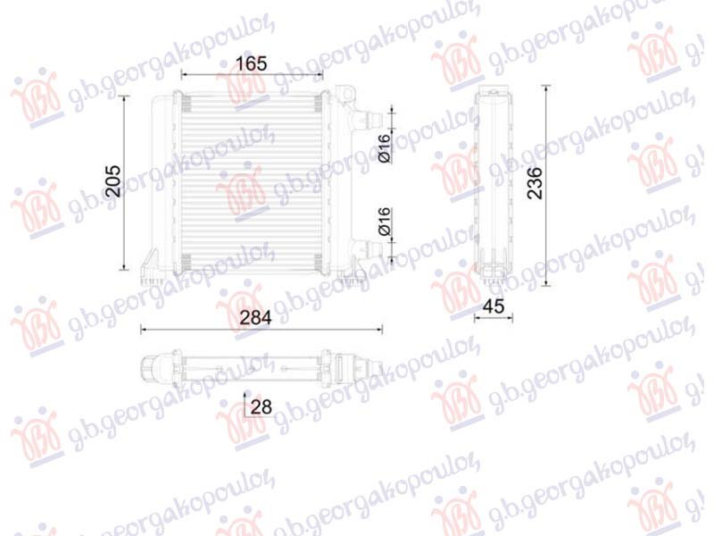 HLADNJAK MOTORA DODATNI 2.0 BENZIN (MAN/AUTO) (200x165x26) (NISSENS)
