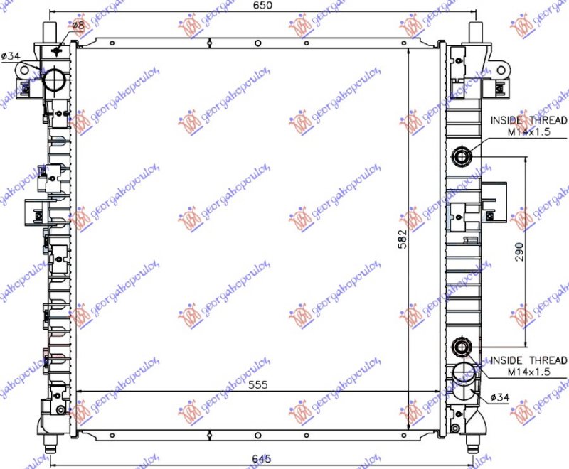 HLADNJAK MOTORA 2.3i BENZIN / 200 Xdi DIZEL (AUTO) (555x580x26) (VALEO)