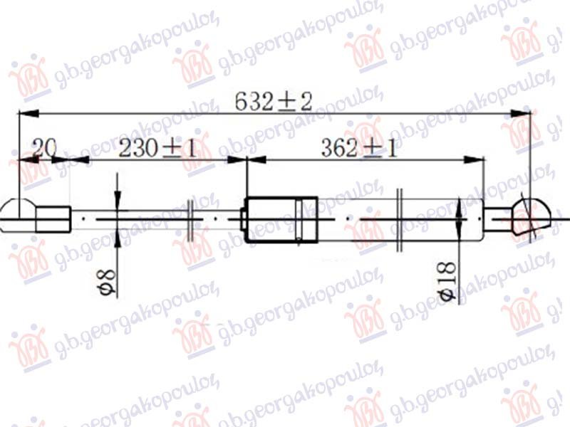 AMORTIZER GEPEK VRATA (632L-280N)