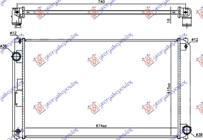 HLADNJAK MOTORA 2.0 16v BENZIN (MAN/AUTO) (675x415x16) (KOYO)