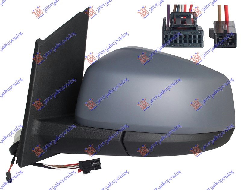 RETROVIZOR ELEKTRICNI SA GREJACEM PM (ELEKTRO-SKLOPIV) (MRTAV UGAO) (9 PIN) (KONVEKSNO STAKLO)