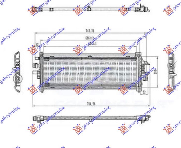 HLADNJAK MOTORA DODATNI (624x185x16) (VALEO)